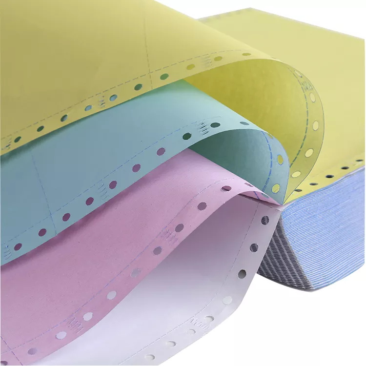 Continuous white yellow blue pink computer form printing NCR paper carbonless form paper