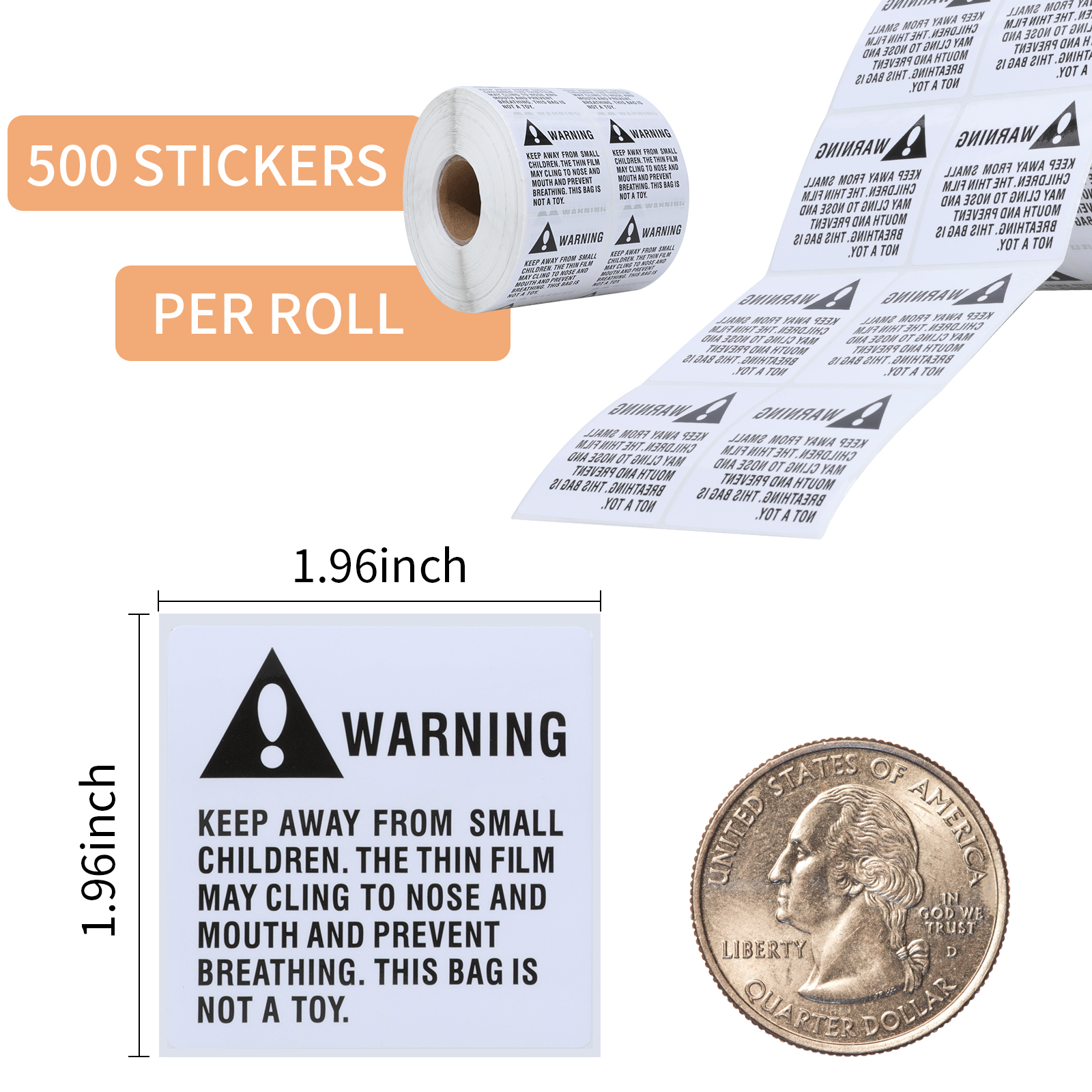 Suffocation warning sticker labels shipping stickers keep away from children warning sign sticker